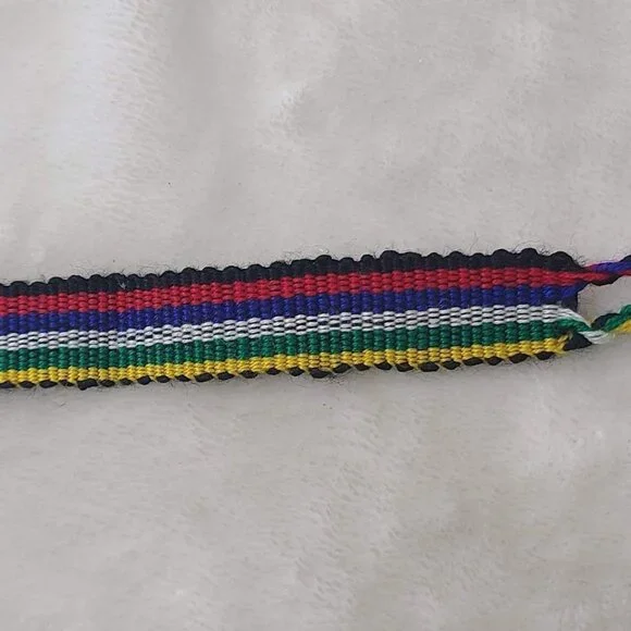 Hand Woven Braided Friendship Bracelet Black Red Blue White Green Yellow - Picture 10 of 12